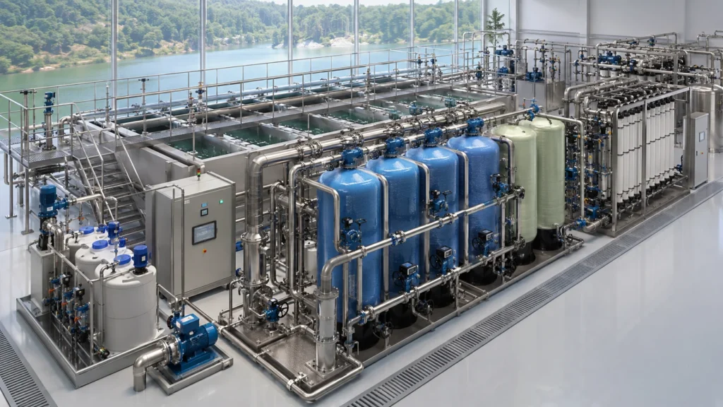 Prozessdarstellung für Lösungen zur Aufbereitung von Oberflächenwasser